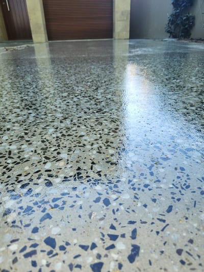 Finished concrete shed floor resistant to oil and tyre marks, ready for daily use